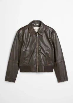 Lederblouson regular aus softem Lammleder in Vintage-Optik
