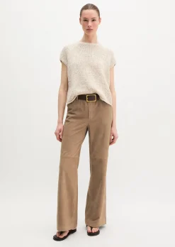 Lederhose wide aus weichem Ziegen-Veloursleder