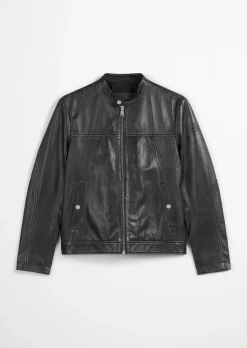 Lederjacke im Biker-Style regular aus edlem Lammleder