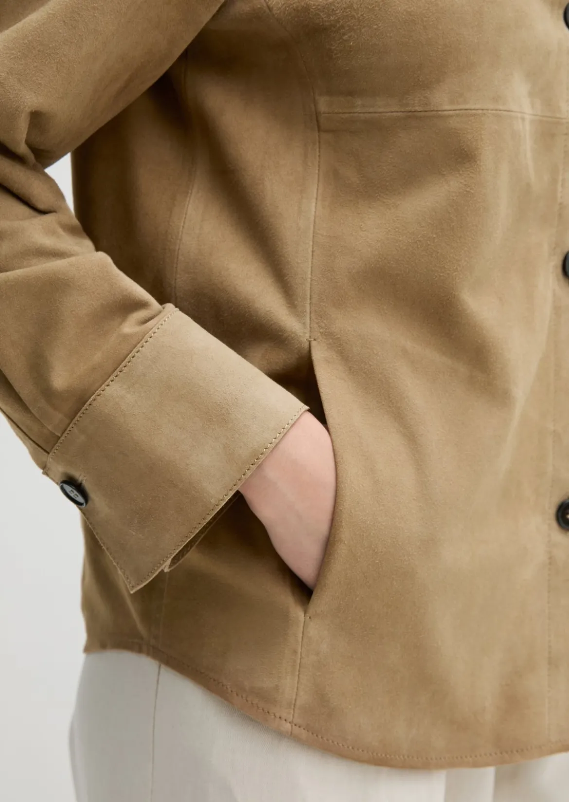 Leder-Overshirt regular aus weichem Ziegen-Veloursleder