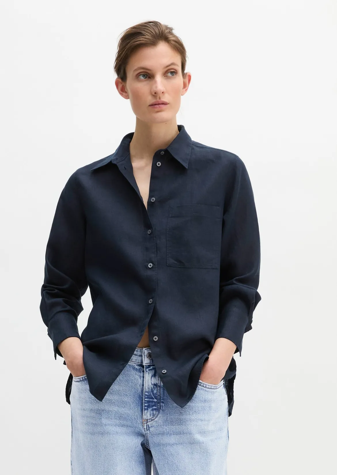 Leinen-Bluse regular aus leichter Qualität