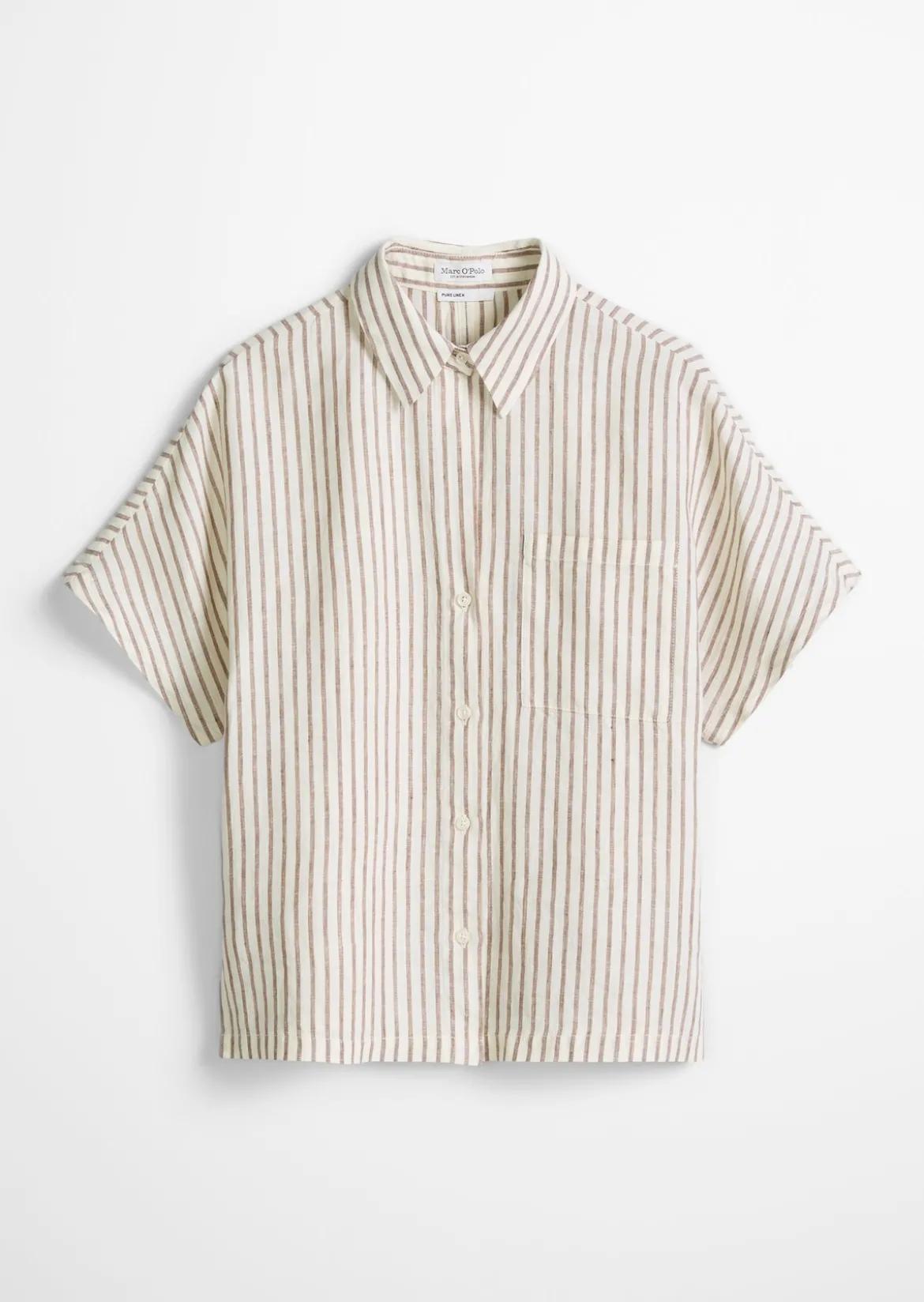 Leinenbluse regular mit garngefärbtem Streifenmuster