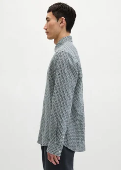 Leinenhemd regular mit Allover-Print