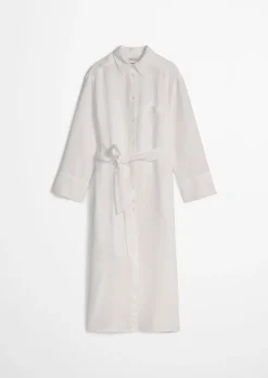 Leinen-Hemdblusenkleid wide mit Taillenbindeband