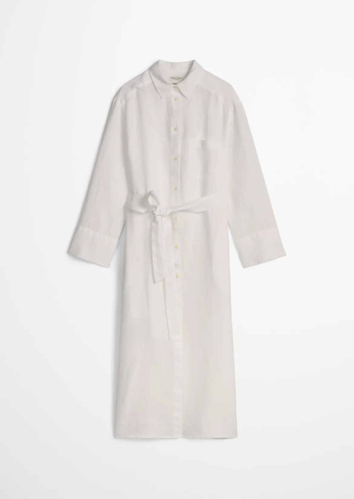 Leinen-Hemdblusenkleid wide mit Taillenbindeband
