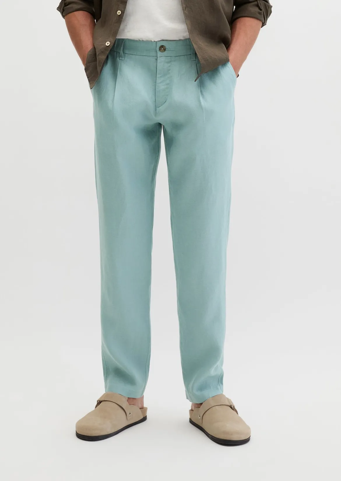 Leinenhose Model Osby Jogger pleats mit elastischem Bund