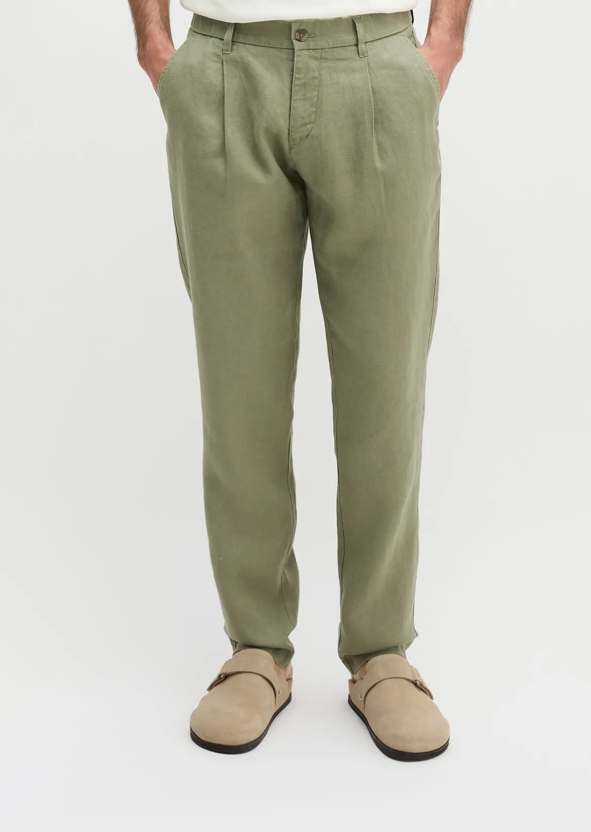 Leinenhose Model Osby Jogger pleats mit elastischem Bund