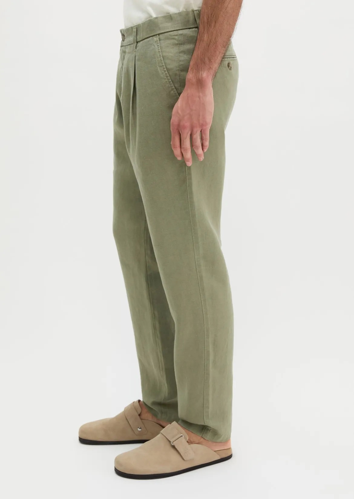 Leinenhose Model Osby Jogger pleats mit elastischem Bund
