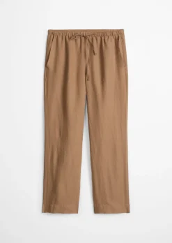 Leinenhose straight mit elastischem Tunnelzug-Bund