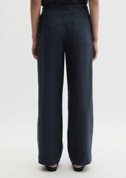 Leinenhose straight mit elastischem Tunnelzug-Bund