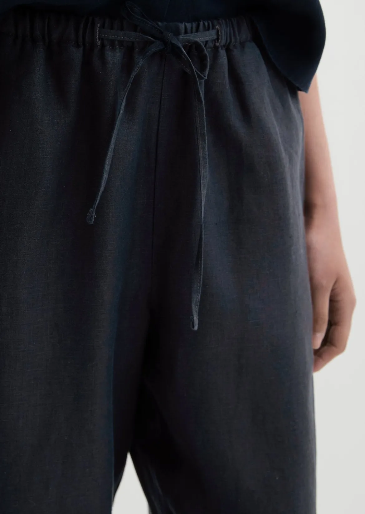 Leinenhose straight mit elastischem Tunnelzug-Bund