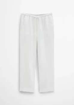 Leinenhose straight mit elastischem Tunnelzug-Bund