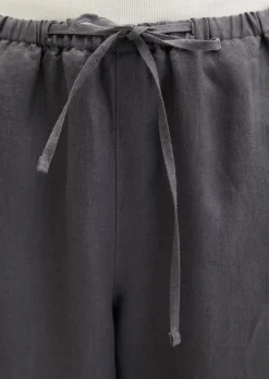 Leinenhose straight mit elastischem Tunnelzug-Bund