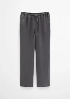 Leinenhose straight mit elastischem Tunnelzug-Bund