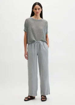 Leinenhose straight mit elastischem Bund