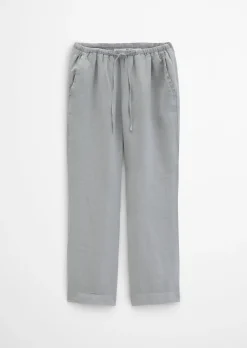 Leinenhose straight mit elastischem Bund