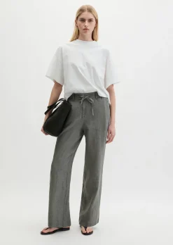 Leinenhose straight mit elastischem Bund