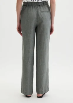 Leinenhose straight mit elastischem Bund