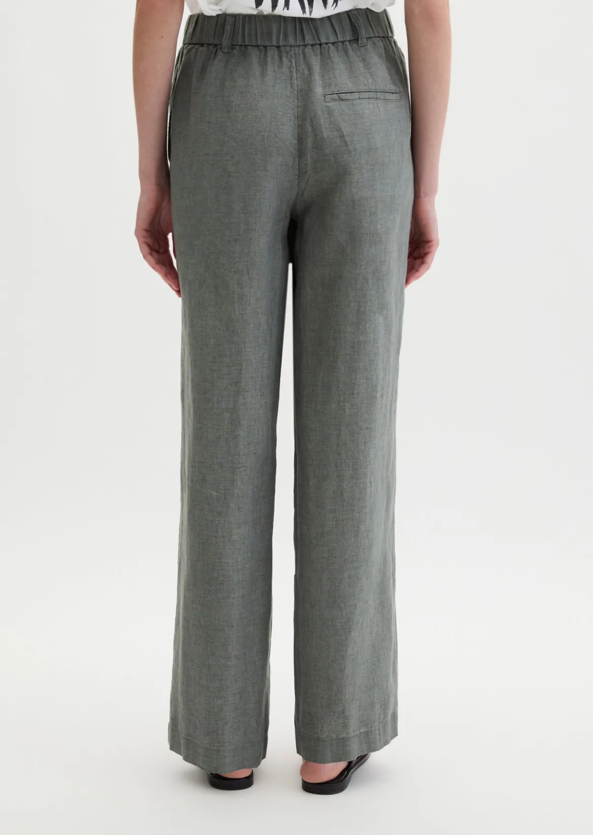 Leinenhose straight mit elastischem Bund