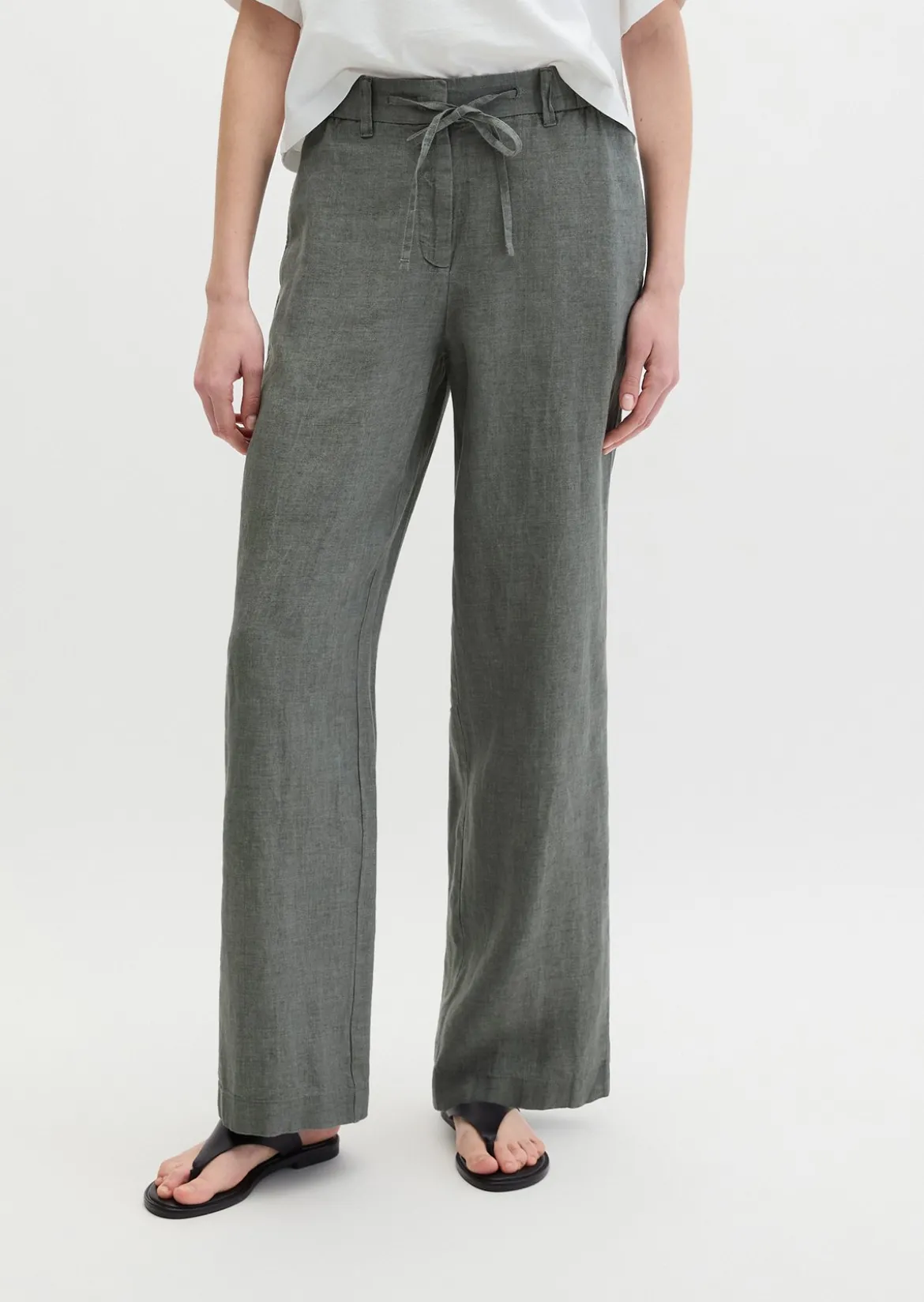 Leinenhose straight mit elastischem Bund