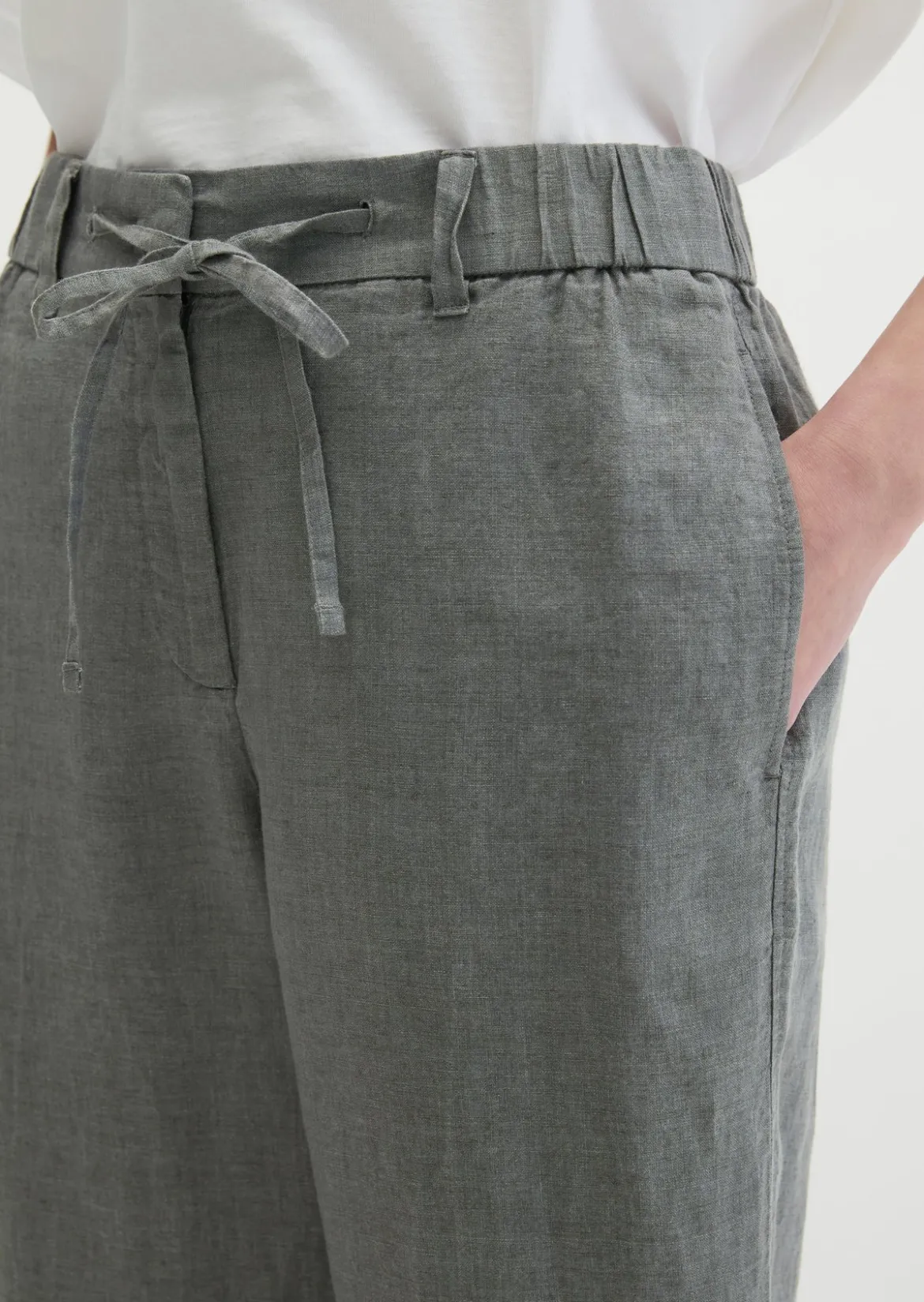 Leinenhose straight mit elastischem Bund