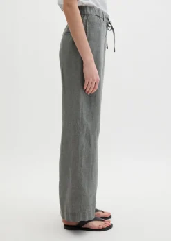 Leinenhose straight mit elastischem Bund