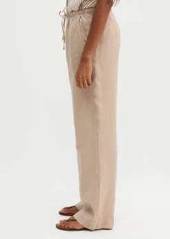 Leinenhose straight mit elastischem Bund
