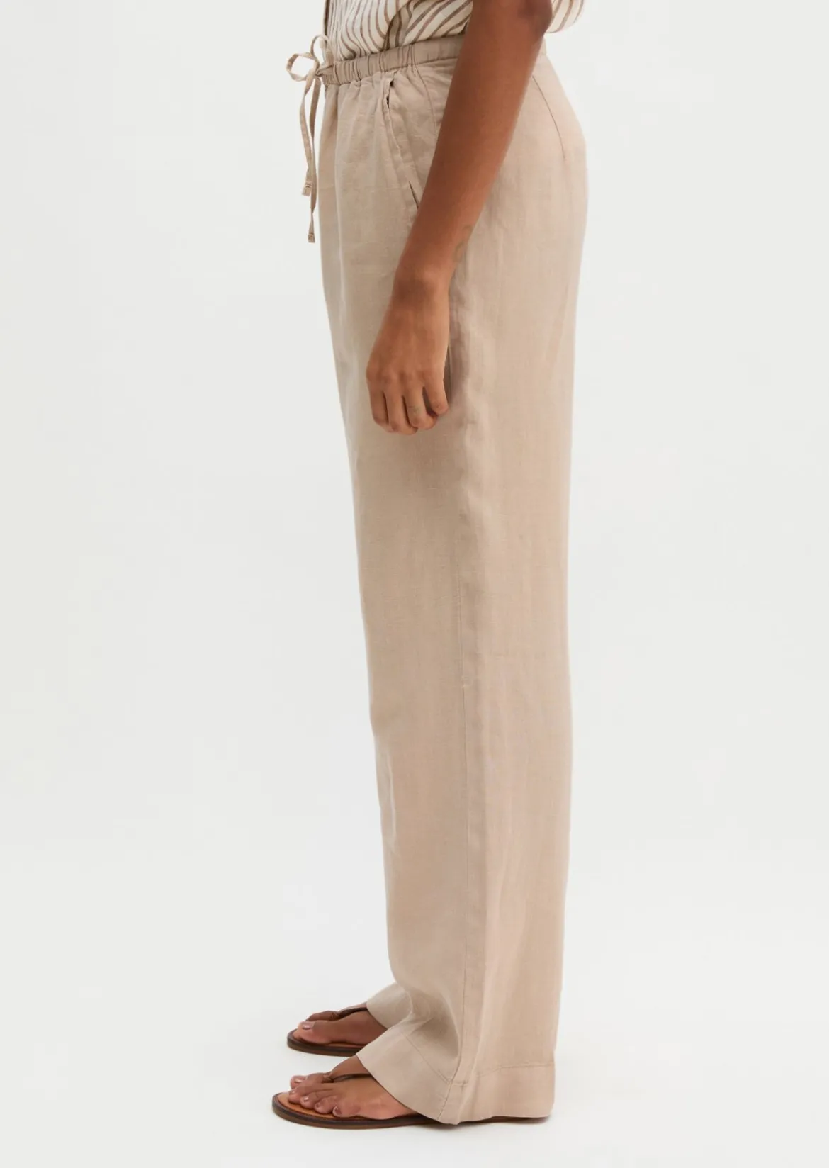 Leinenhose straight mit elastischem Bund