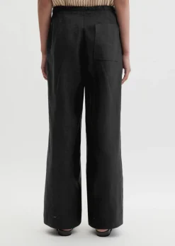 Leinenhose straight mit elastischem Tunnelzug-Bund