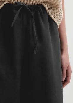 Leinenhose straight mit elastischem Tunnelzug-Bund