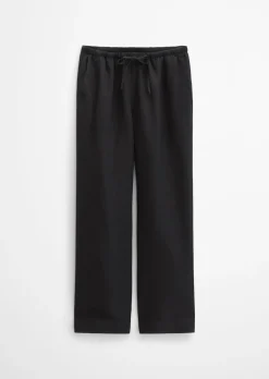 Leinenhose straight mit elastischem Tunnelzug-Bund