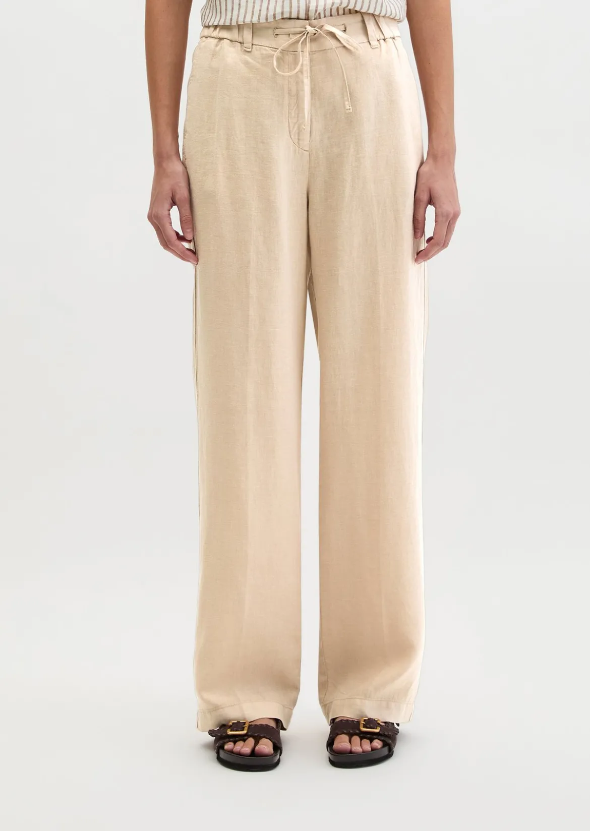 Leinenhose wide mit elastischem Bund