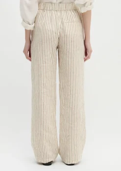 Leinenhose wide mit garngefärbtem Streifenmuster