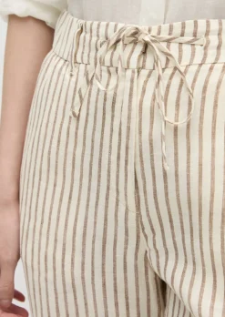 Leinenhose wide mit garngefärbtem Streifenmuster