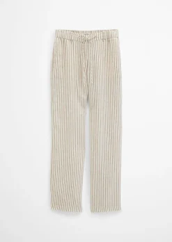 Leinenhose wide mit garngefärbtem Streifenmuster