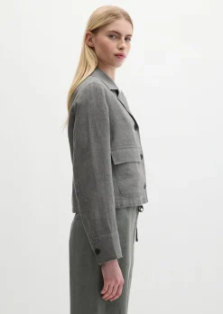 Leinenjacke relaxed mit aufgesetzten Taschen