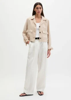 Leinenjacke straight mit aufgesetzten Taschen