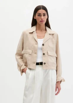 Leinenjacke straight mit aufgesetzten Taschen