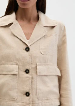 Leinenjacke straight mit aufgesetzten Taschen