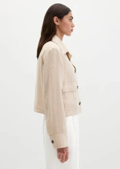 Leinenjacke straight mit aufgesetzten Taschen