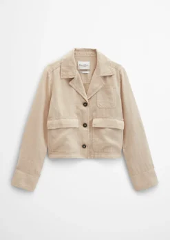 Leinenjacke straight mit aufgesetzten Taschen