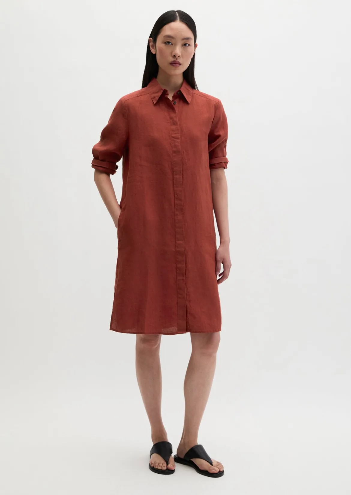 Leinenkleid loose mit nahtfeinem Reißverschluss