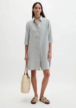 Leinenkleid loose mit verdeckter Knopfleiste