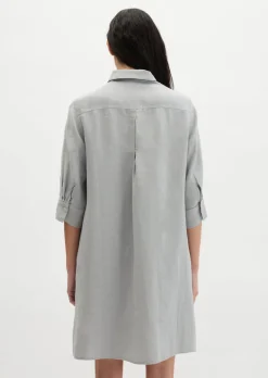 Leinenkleid loose mit verdeckter Knopfleiste