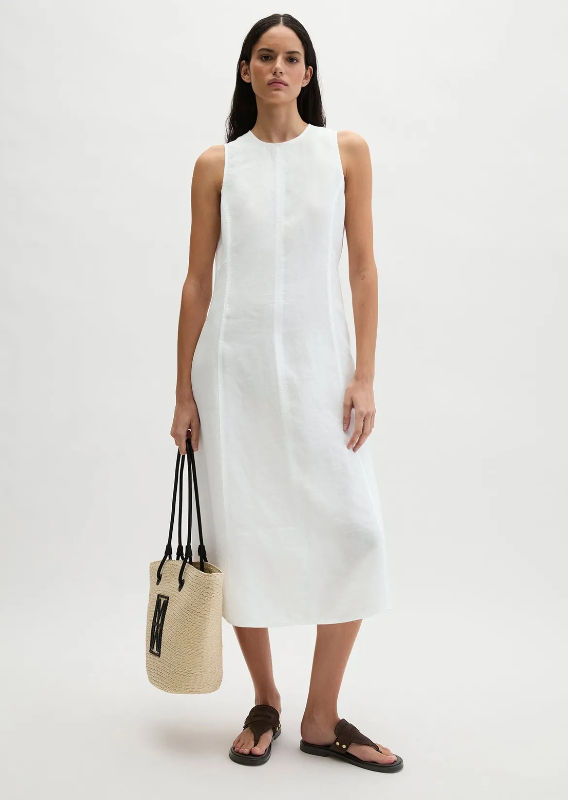 Leinenkleid shaped mit nahtfeinem Reißverschluss