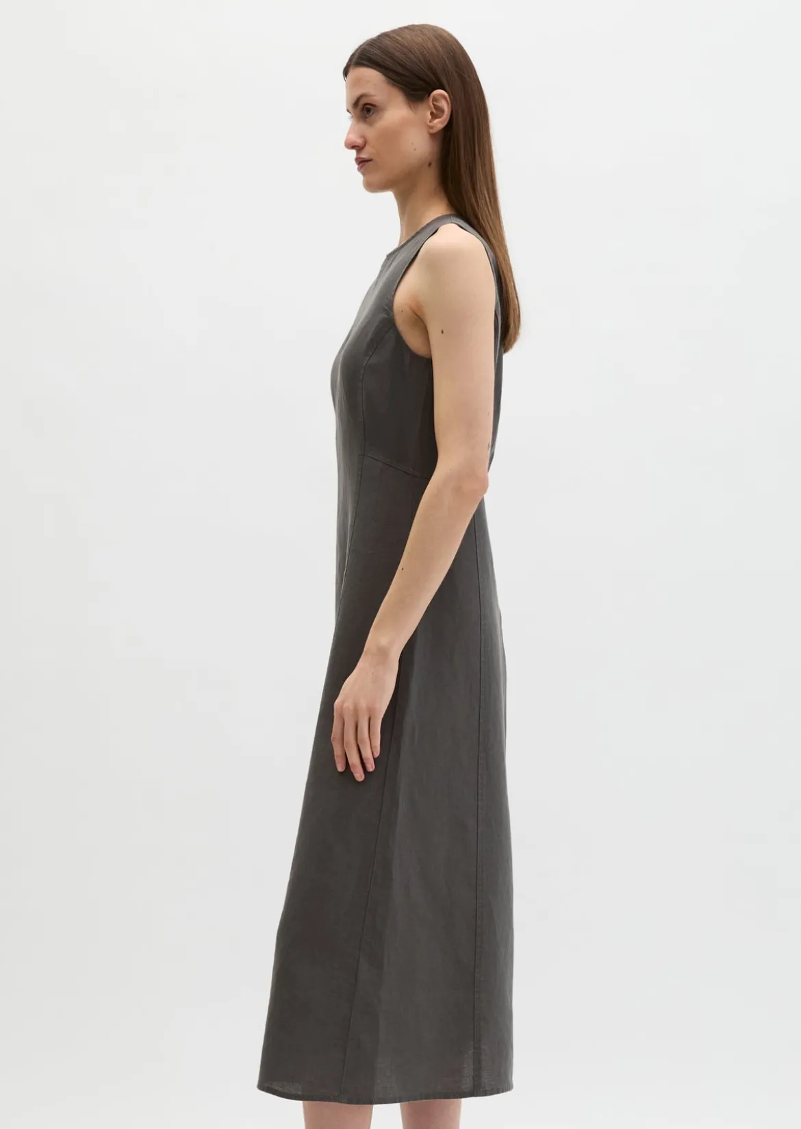 Leinenkleid shaped mit nahtfeinem Reißverschluss