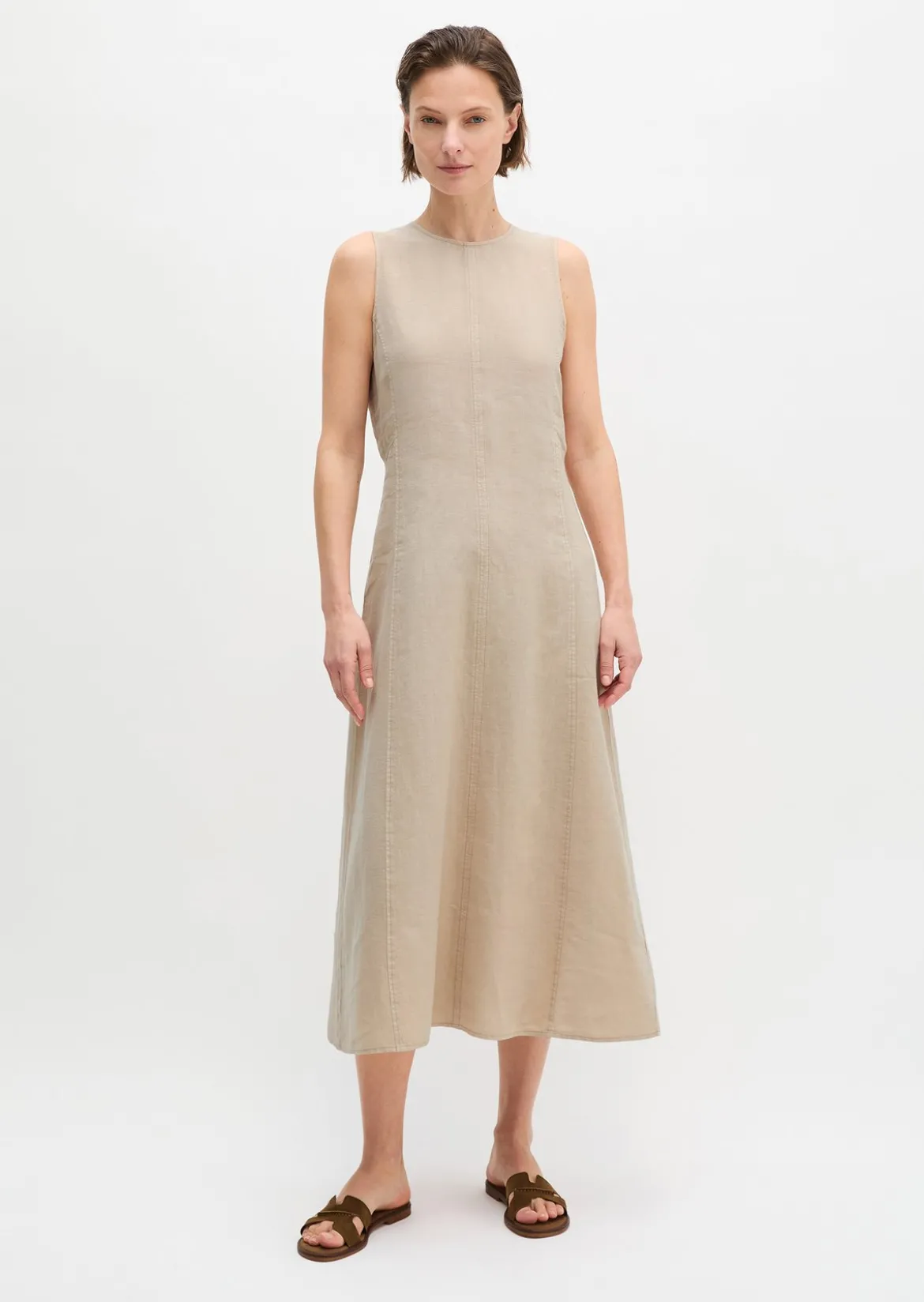 Leinenkleid shaped mit nahtfeinem Reißverschluss
