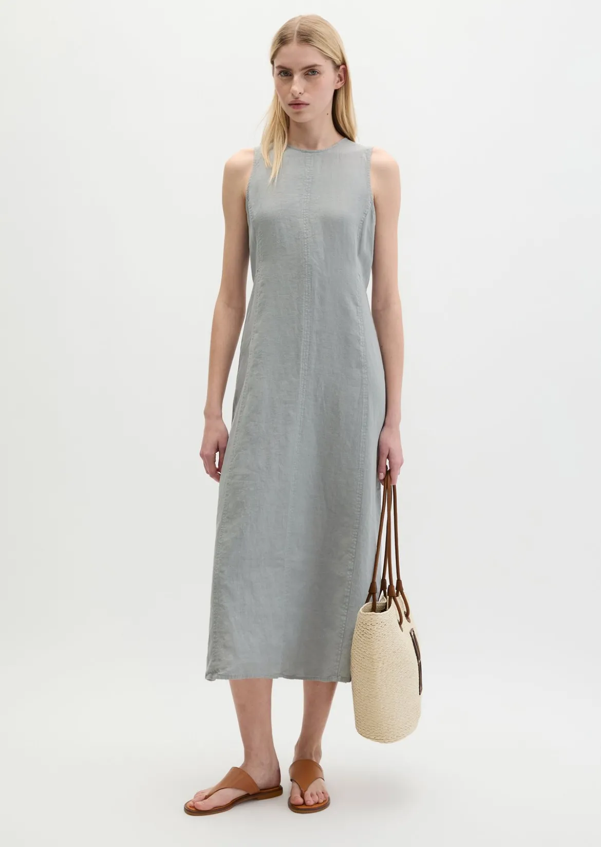 Leinenkleid shaped mit nahtfeinem Reißverschluss