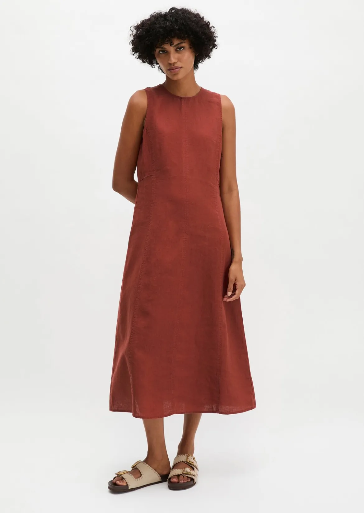 Leinenkleid shaped mit nahtfeinem Reißverschluss