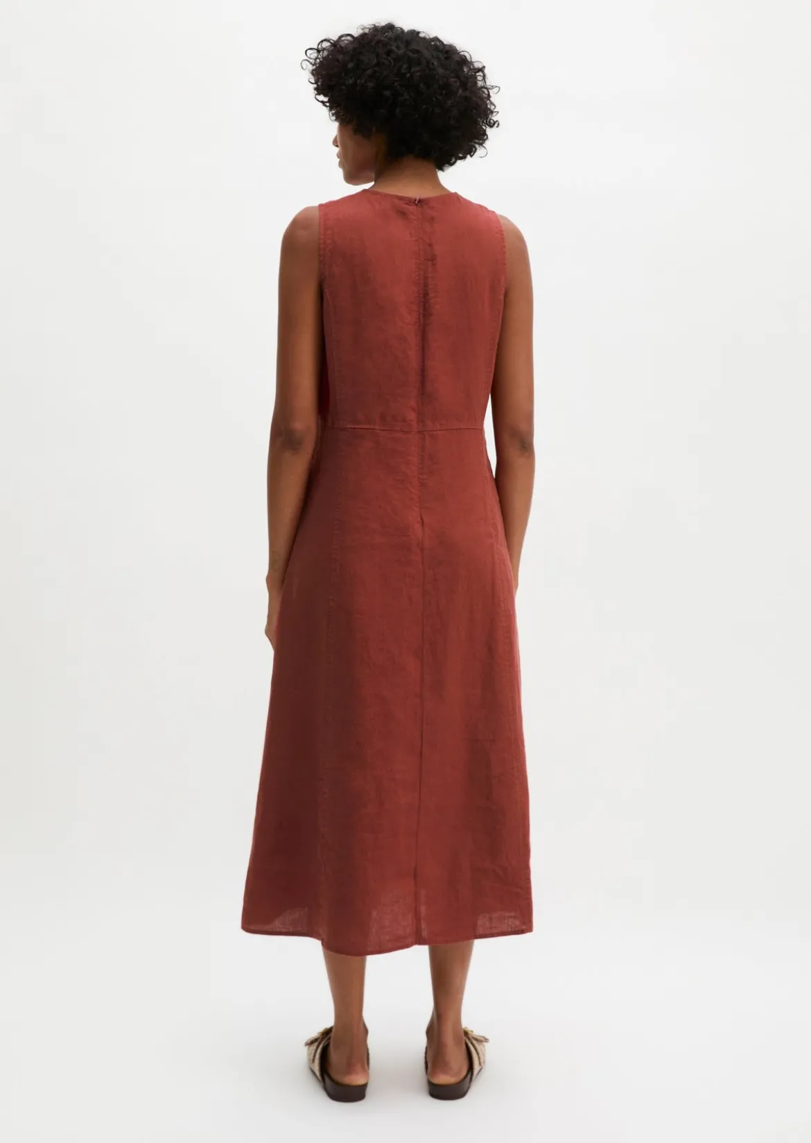Leinenkleid shaped mit nahtfeinem Reißverschluss